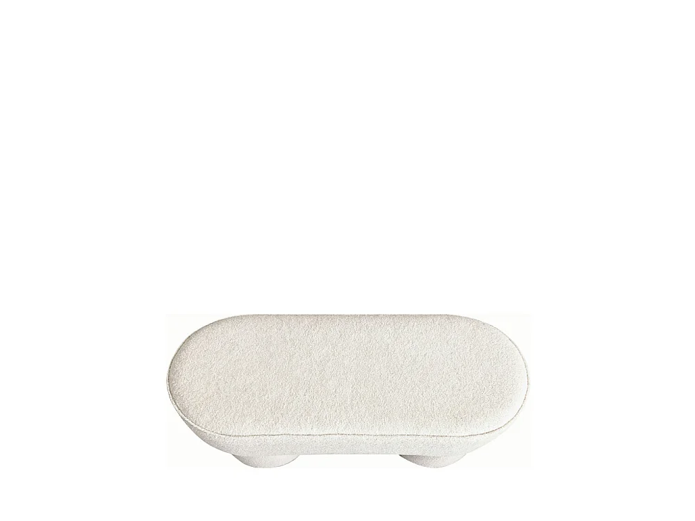 Arlo - Banc arrondie en tissu bouclette L92cm - Blanc