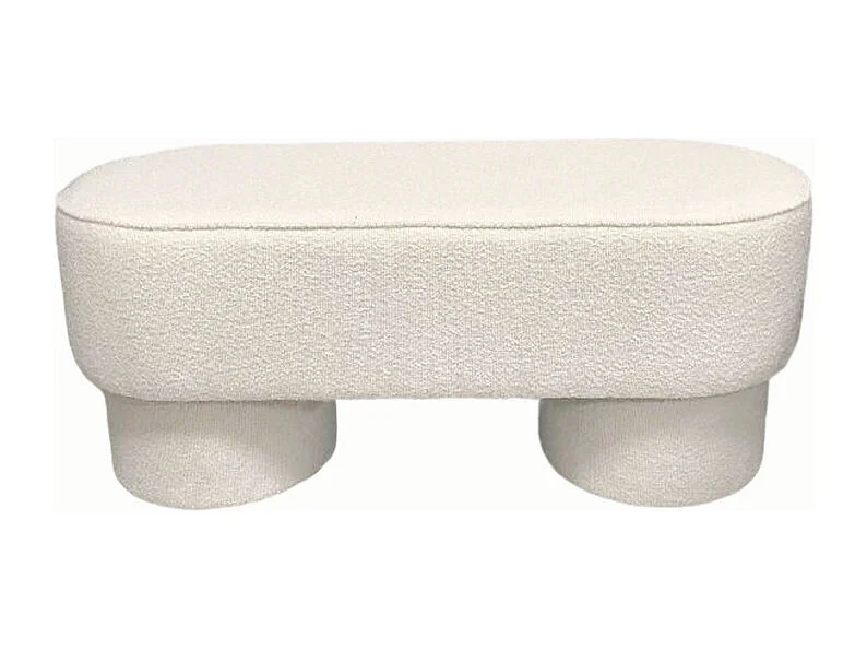 Arlo - Banc arrondie en tissu bouclette L92cm - Blanc