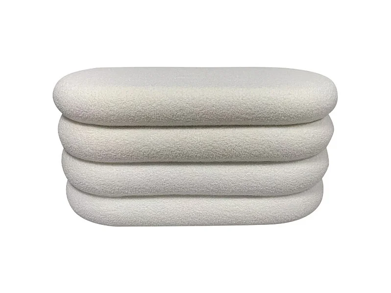 Miro - Banc coffre en tissu bouclette L85cm - Blanc