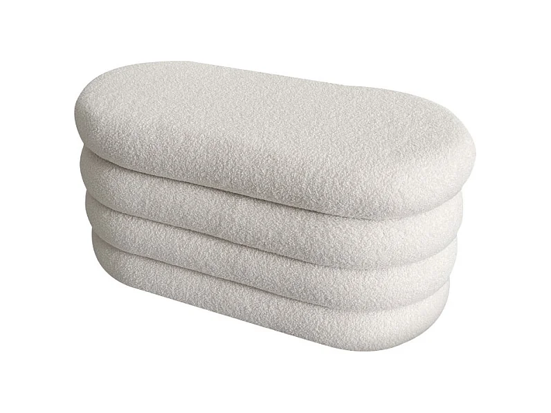 Miro - Banc coffre en tissu bouclette L85cm - Blanc