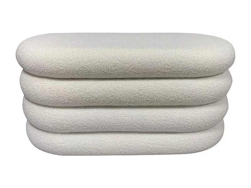 Miro - Banc coffre en tissu bouclette L85cm - Blanc