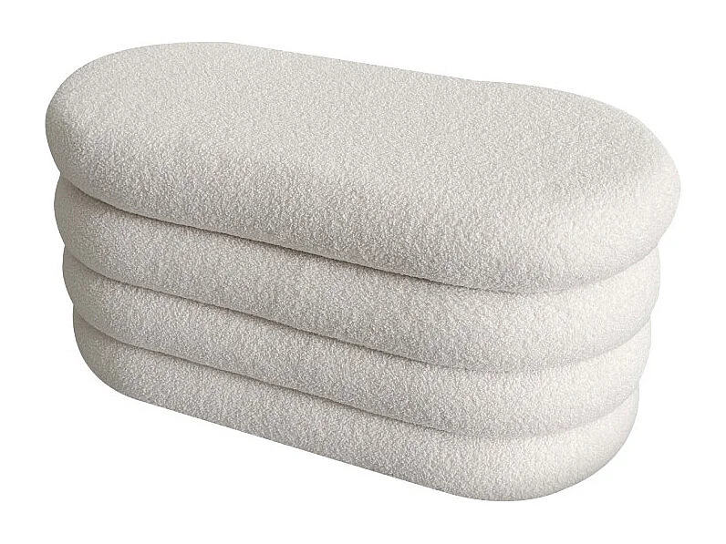 Miro - Banc coffre en tissu bouclette L85cm - Blanc