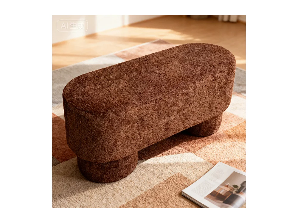 Arlo - Banc arrondie en tissu bouclette L92cm - Rouille