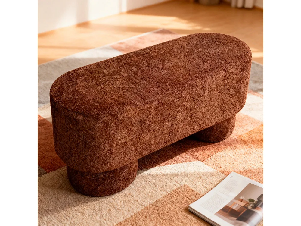 Arlo - Banc arrondie en tissu bouclette L92cm - Rouille