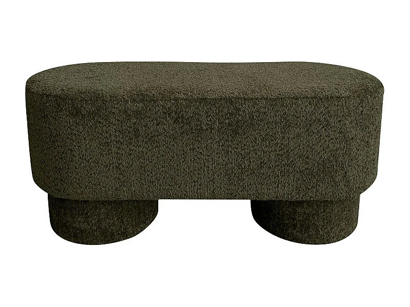 Arlo - Banc arrondie en tissu bouclette L92cm - Vert kaki