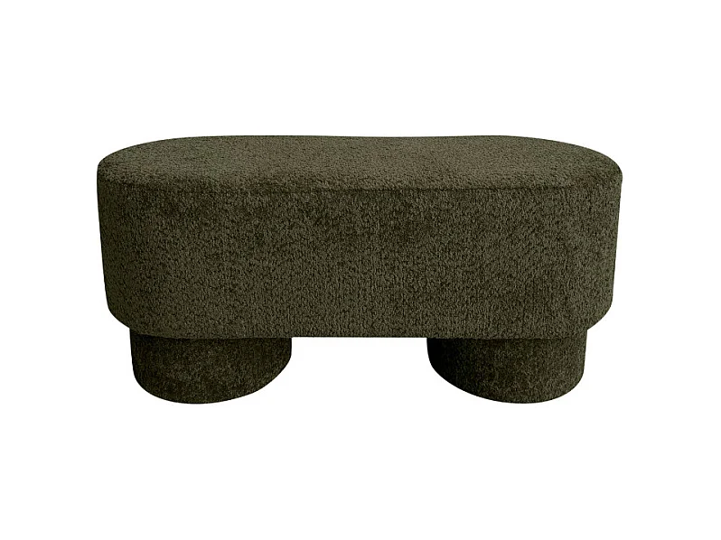 Arlo - Banc arrondie en tissu bouclette L92cm - Vert kaki