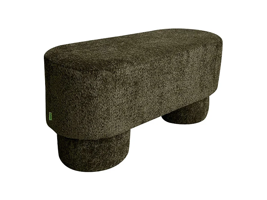 Arlo - Banc arrondie en tissu bouclette L92cm - Vert kaki