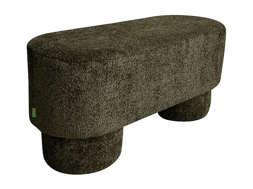 Arlo - Banc arrondie en tissu bouclette L92cm - Vert kaki