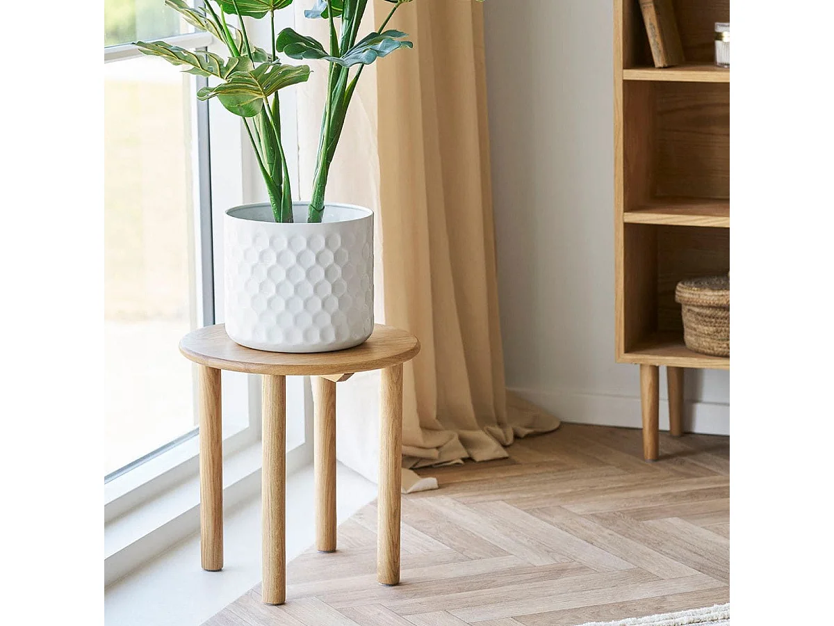 Table d'appoint ronde Ø40cm plateau et pieds en chêne naturel - JOSETTE