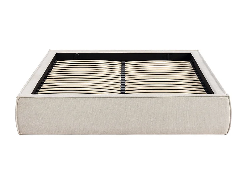 Liberio - Lit coffre en tissu 140x190cm - Beige