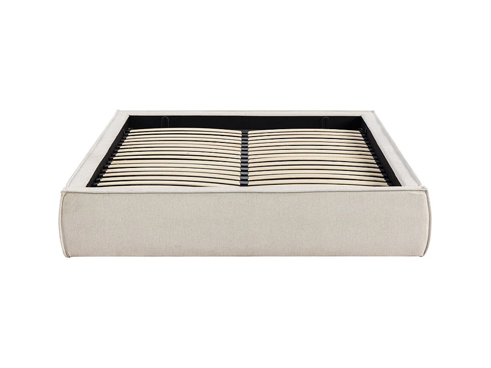 Liberio - Lit coffre en tissu 140x190cm - Beige