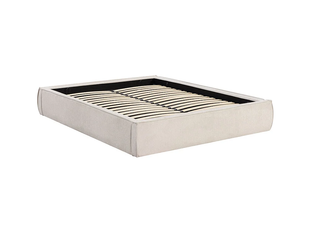 Liberio - Lit coffre en tissu 140x190cm - Beige