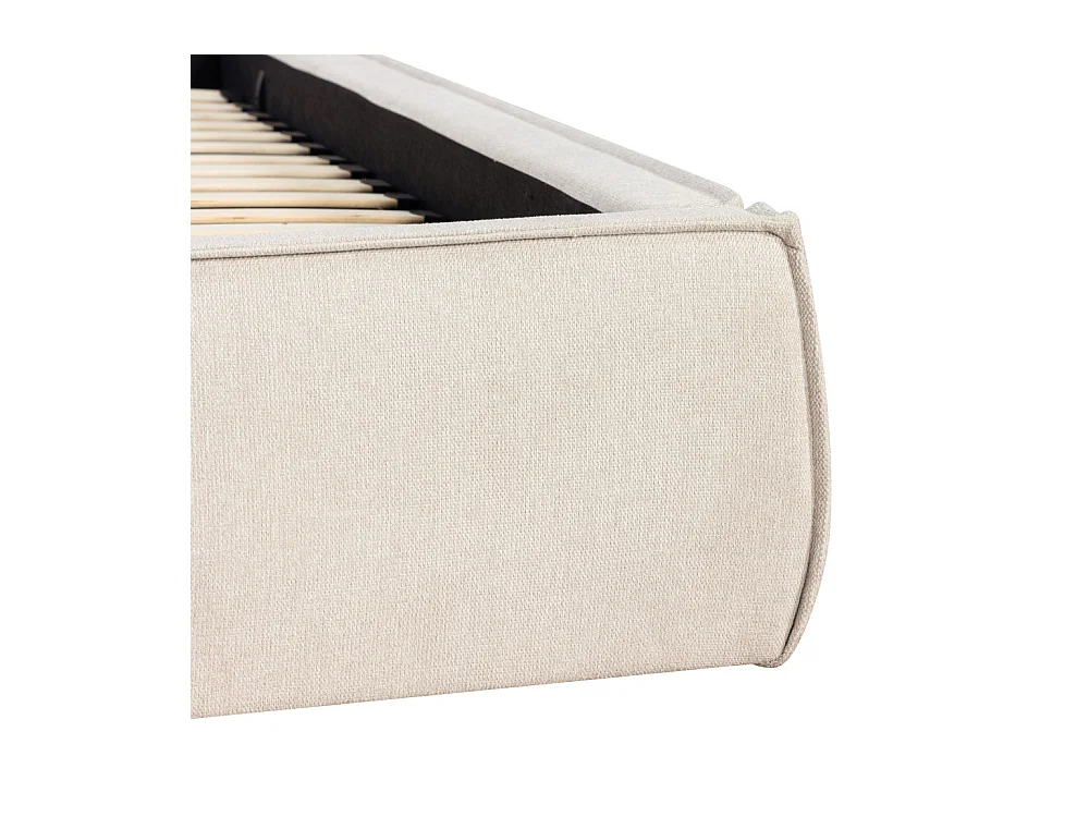 Liberio - Lit coffre en tissu 140x190cm - Beige