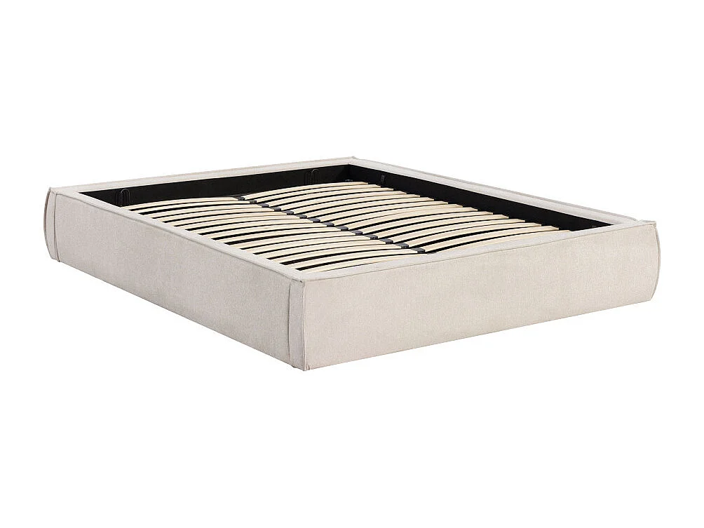 Liberio - Lit coffre en tissu 140x190cm - Beige