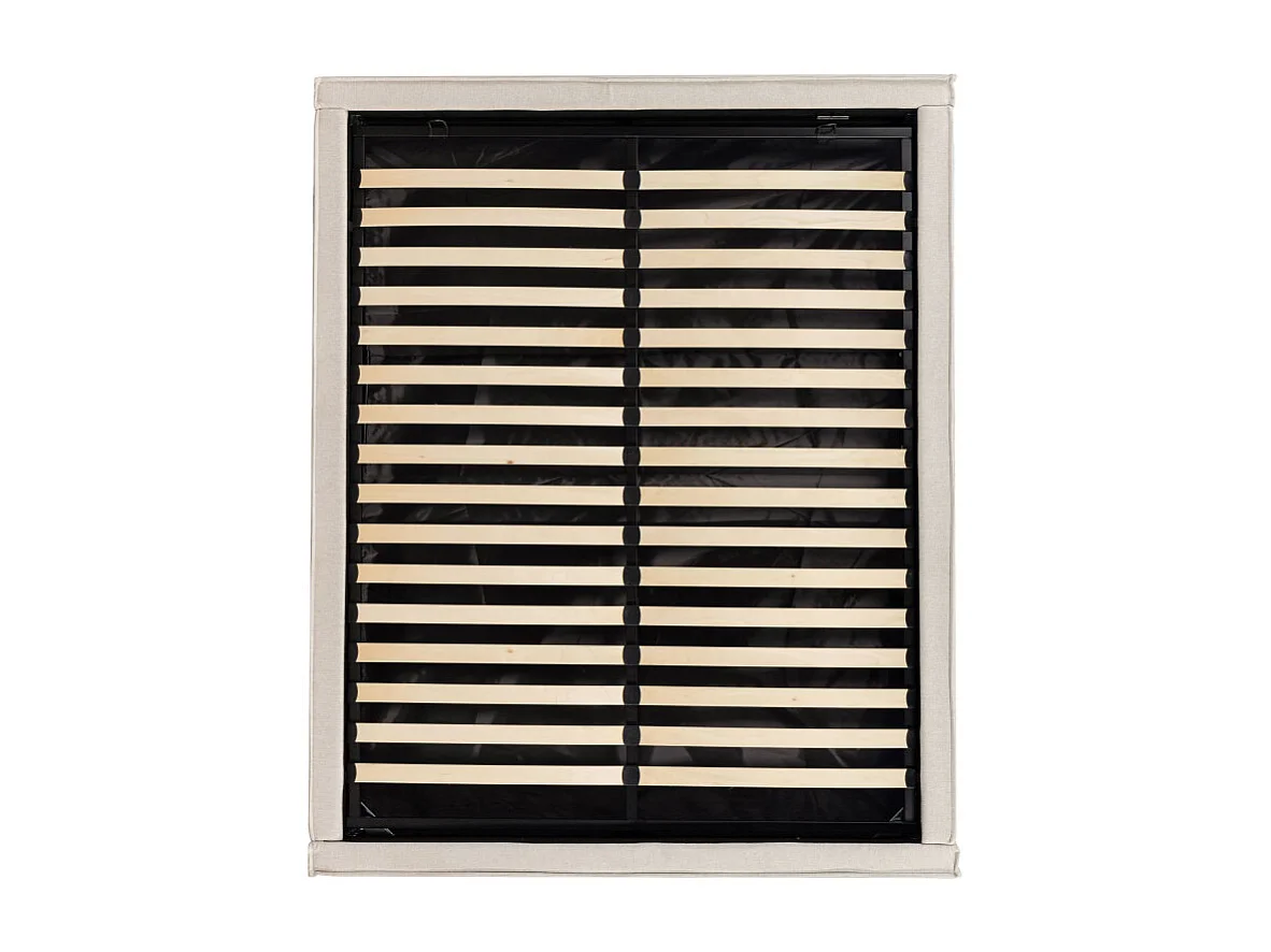 Liberio - Lit coffre en tissu 140x190cm - Beige