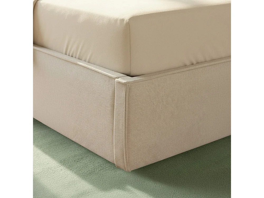 Liberio - Lit coffre en tissu 140x190cm - Beige