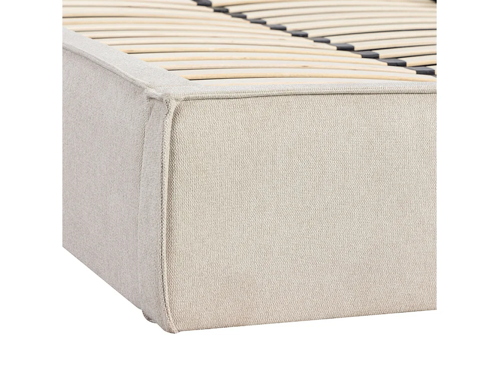 Liberio - Lit coffre en tissu 140x190cm - Beige