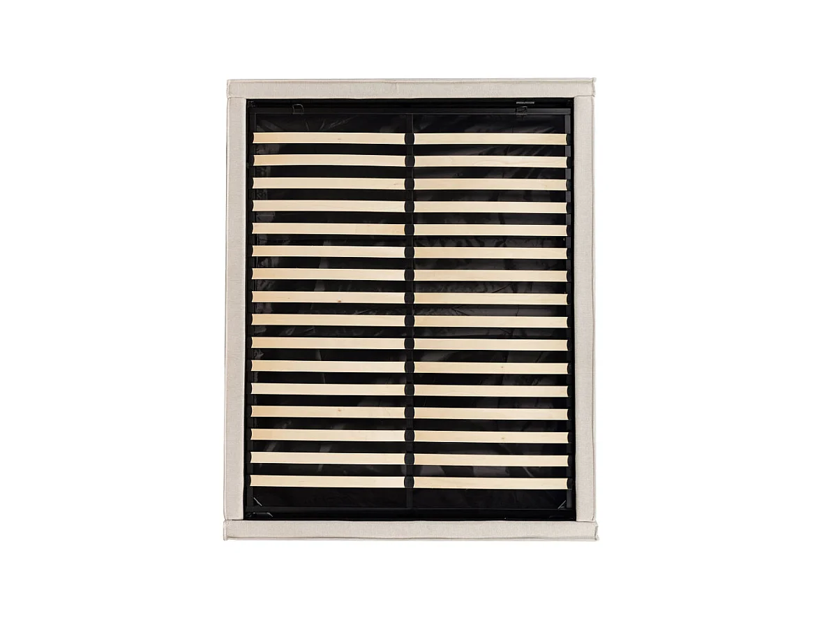 Liberio - Lit coffre en tissu 160x200cm - Beige