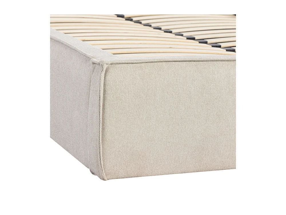 Liberio - Lit coffre en tissu 160x200cm - Beige