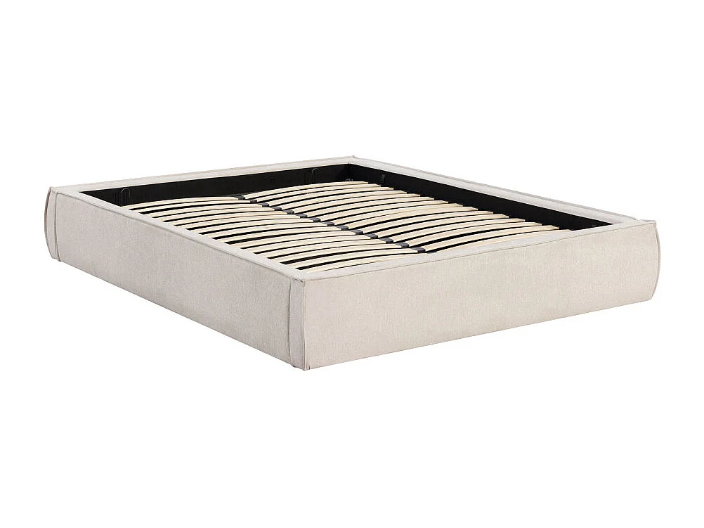 Liberio - Lit coffre en tissu 160x200cm - Beige