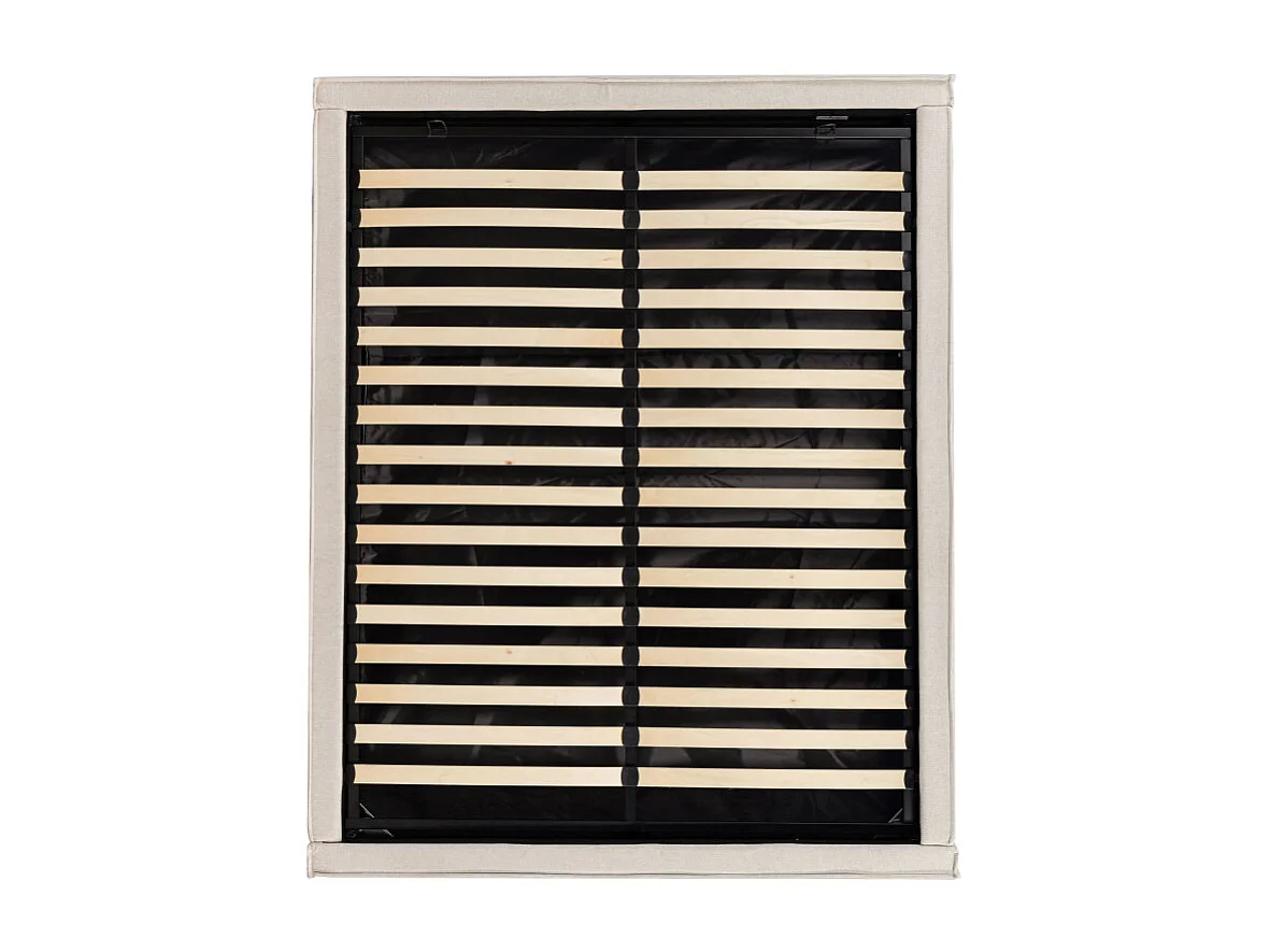 Liberio - Lit coffre en tissu 160x200cm - Beige