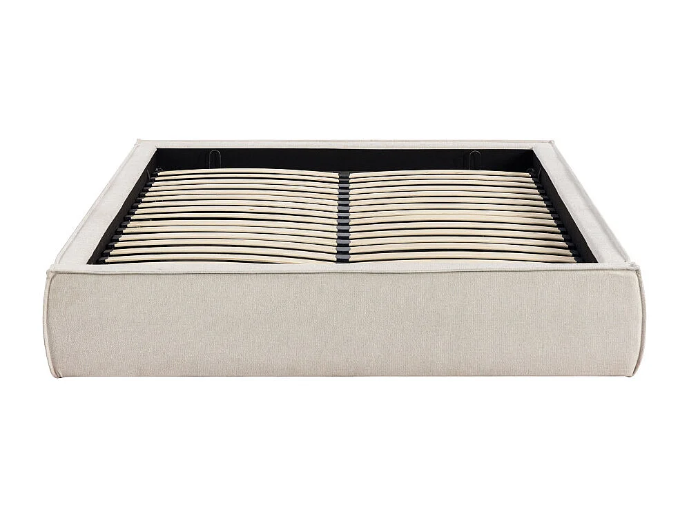 Liberio - Lit coffre en tissu 160x200cm - Beige