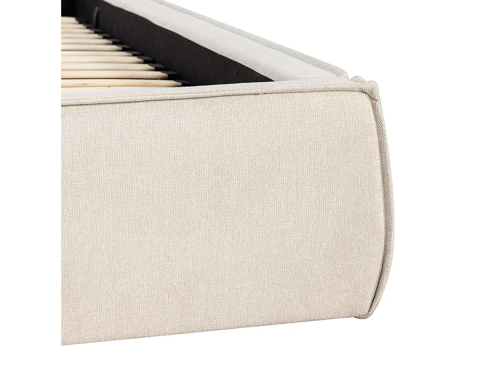 Liberio - Lit coffre en tissu 160x200cm - Beige