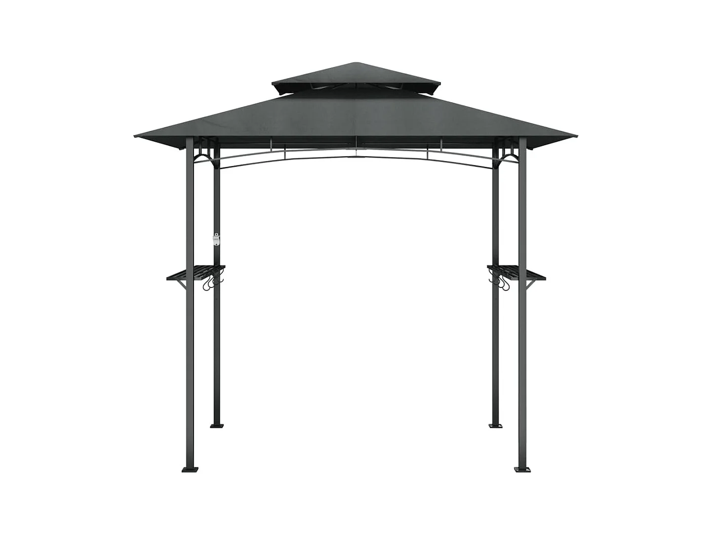 Cenador barbacoa y estantes laterales antracita 240x150x243cm acero