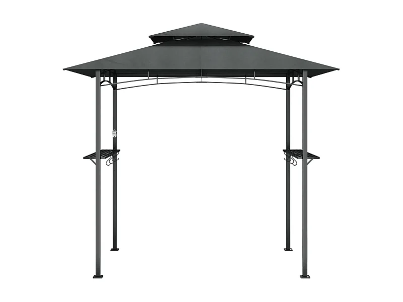 Cenador barbacoa y estantes laterales antracita 240x150x243cm acero