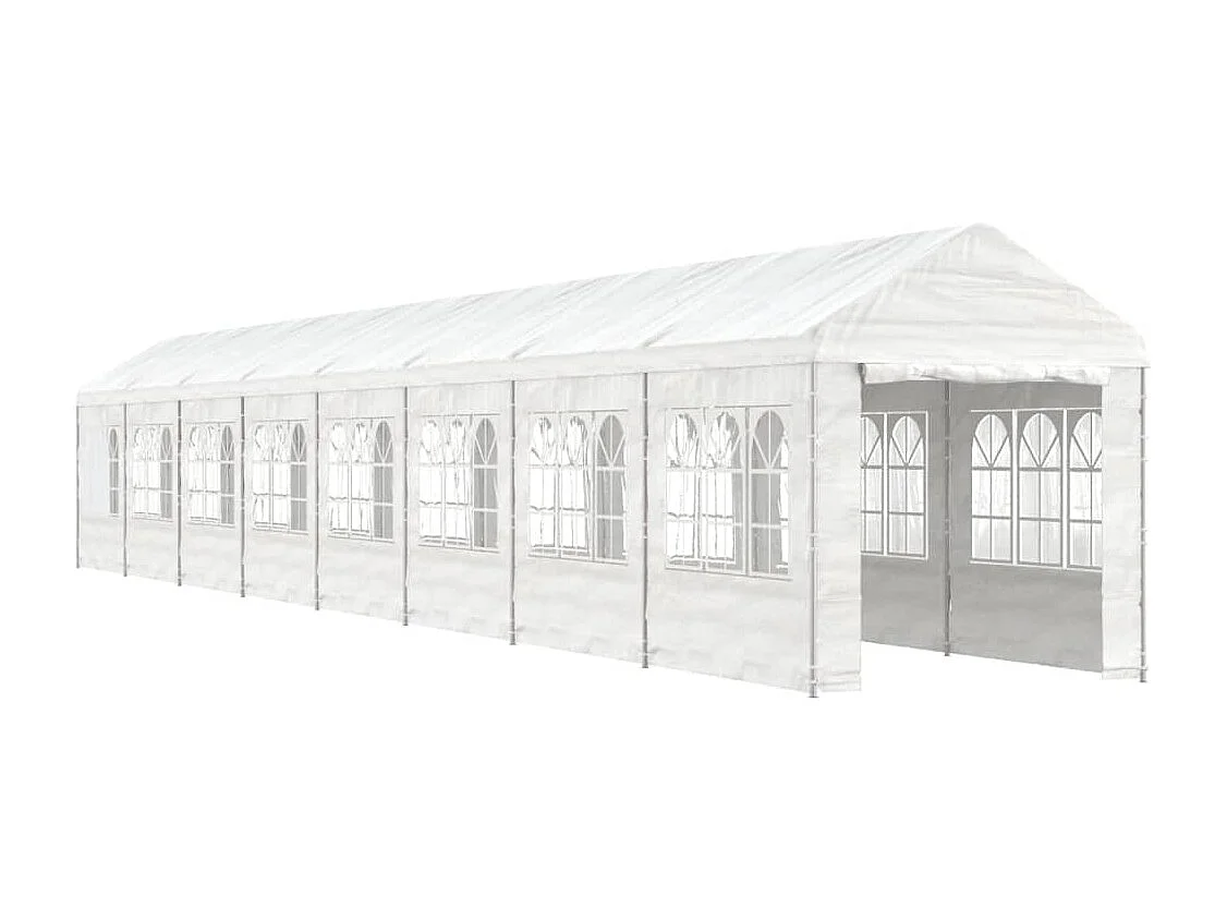 Gazebo con techo blanco 17,84x2,28x2,69 m polietileno