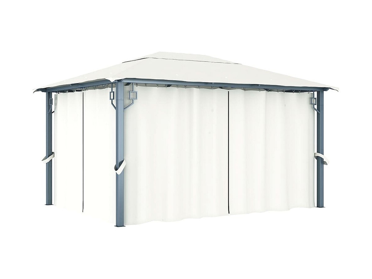 Tonnelle avec rideau 400x300 cm Crème Aluminium
