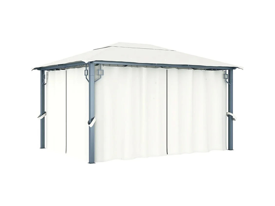 Tonnelle avec rideau 400x300 cm Crème Aluminium