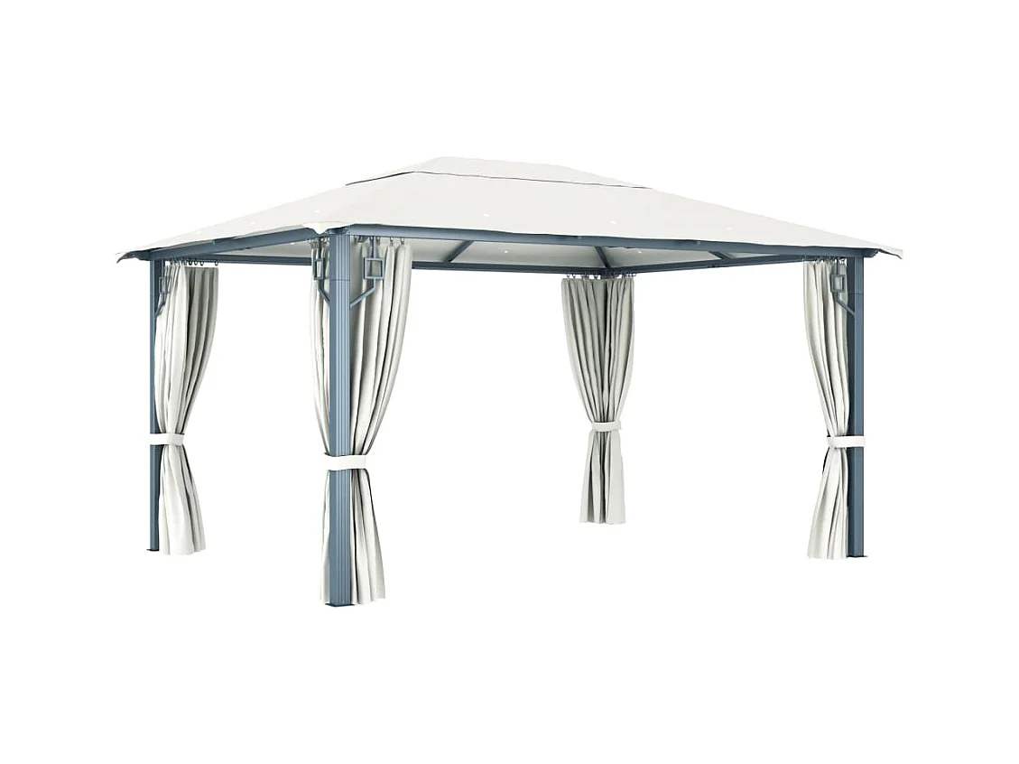 Tonnelle avec rideau 400x300 cm Crème Aluminium