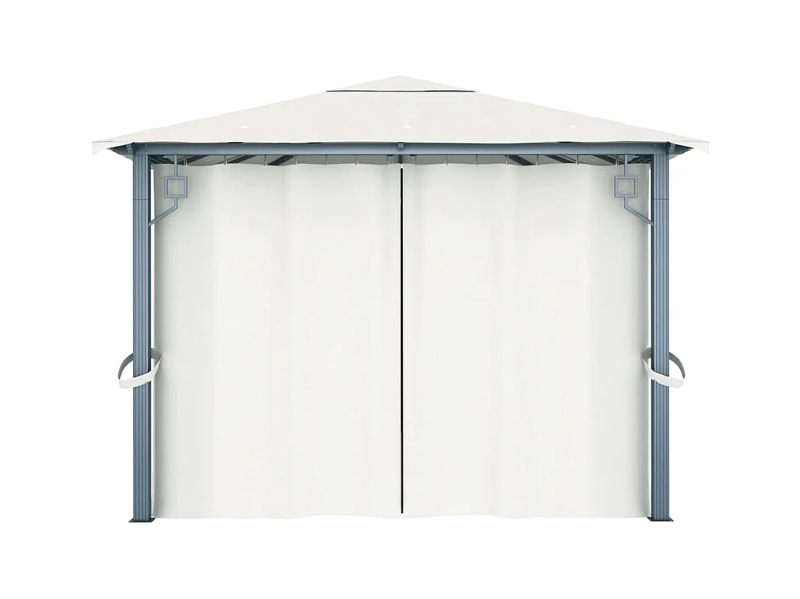 Tonnelle avec rideau 400x300 cm Crème Aluminium