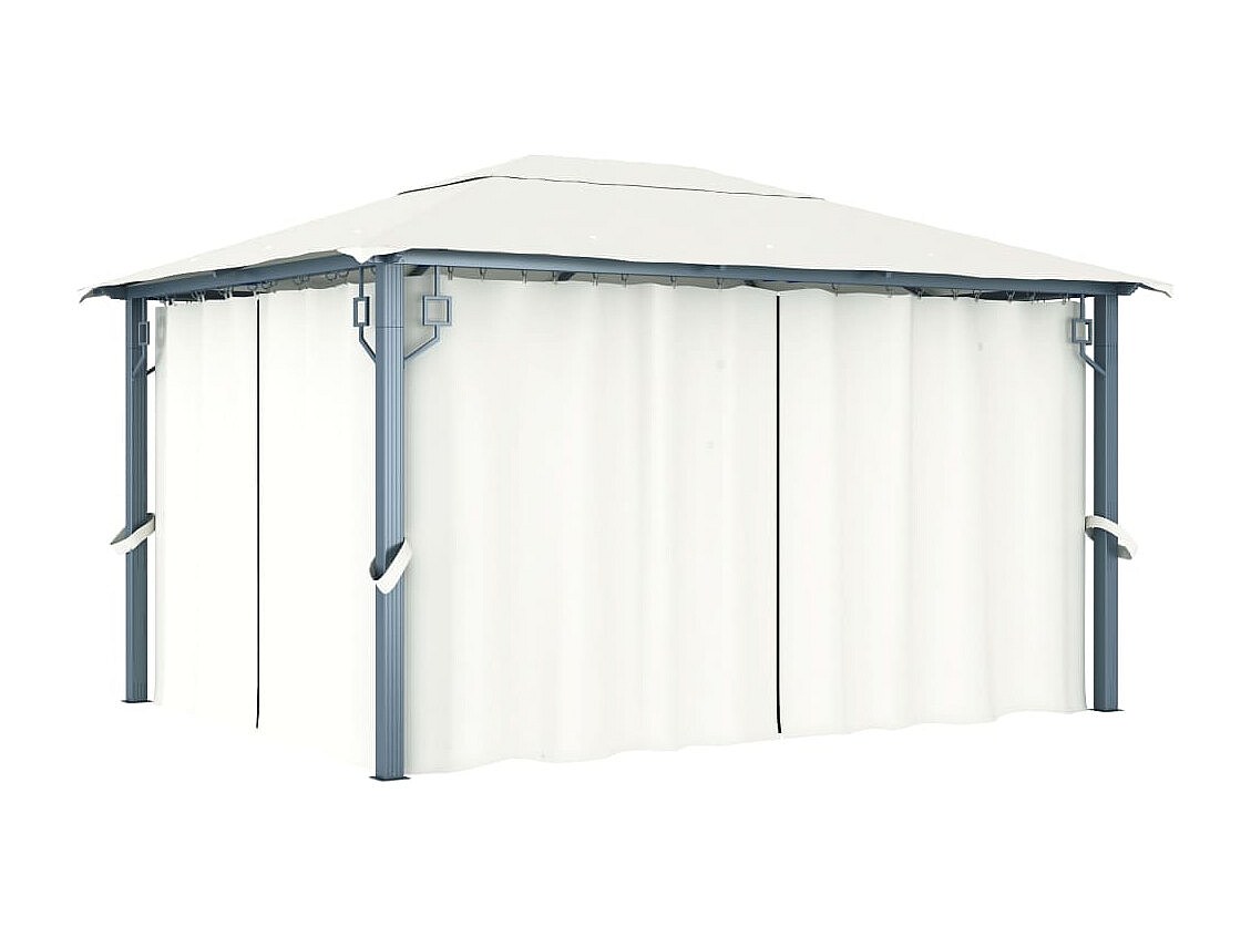 Tonnelle avec rideau 400x300 cm Crème Aluminium