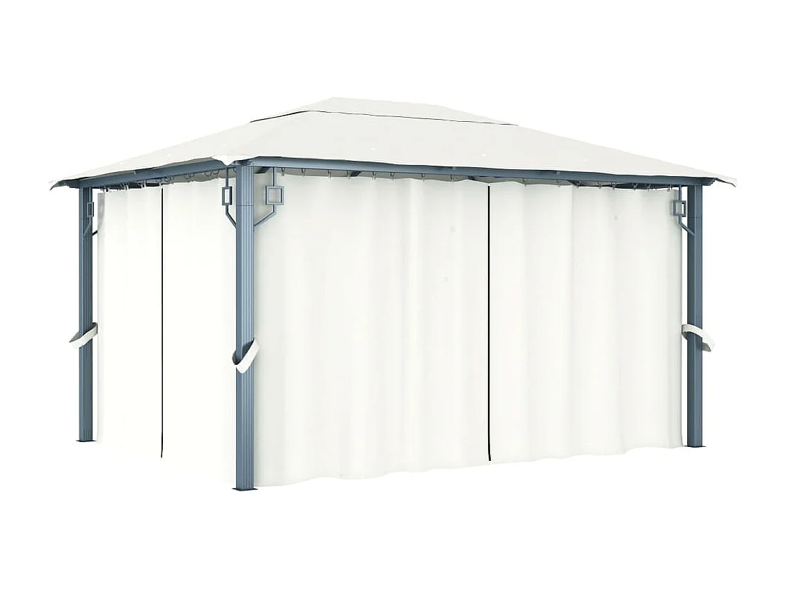 Tonnelle avec rideau 400x300 cm Crème Aluminium
