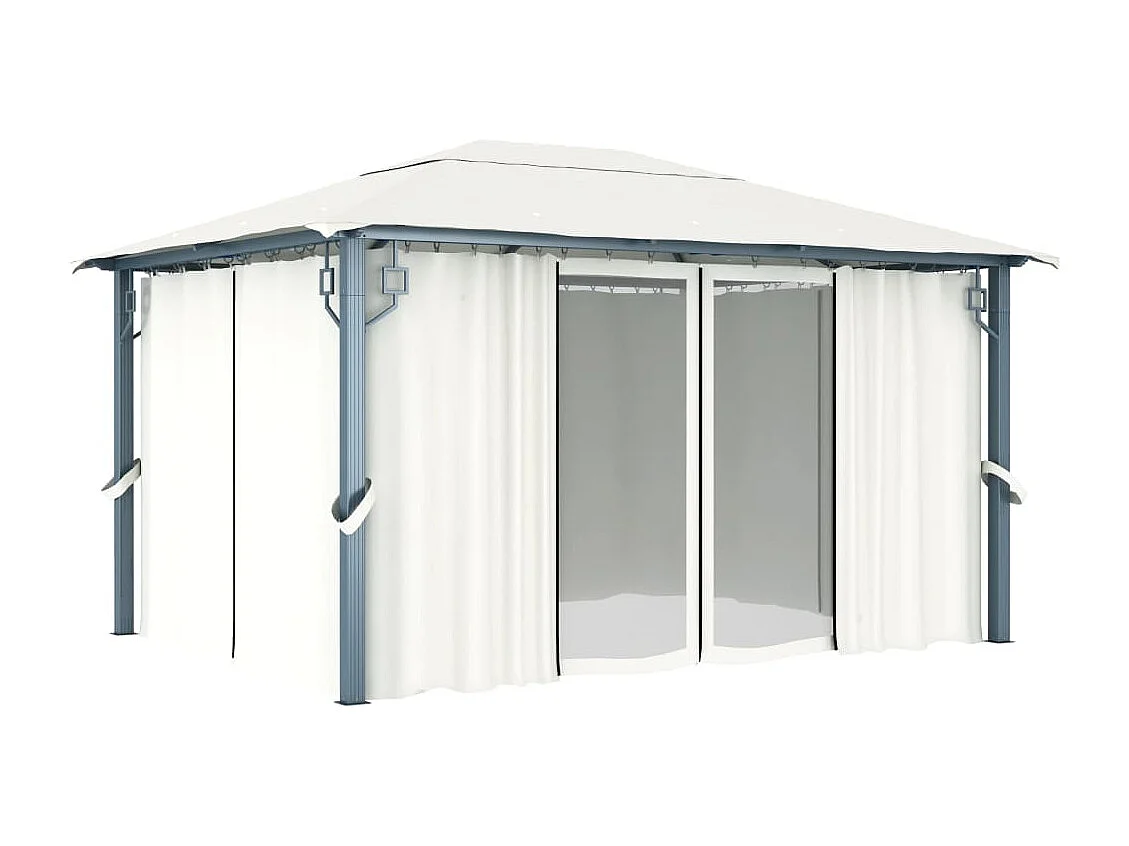 Tonnelle avec rideau 400x300 cm Crème Aluminium