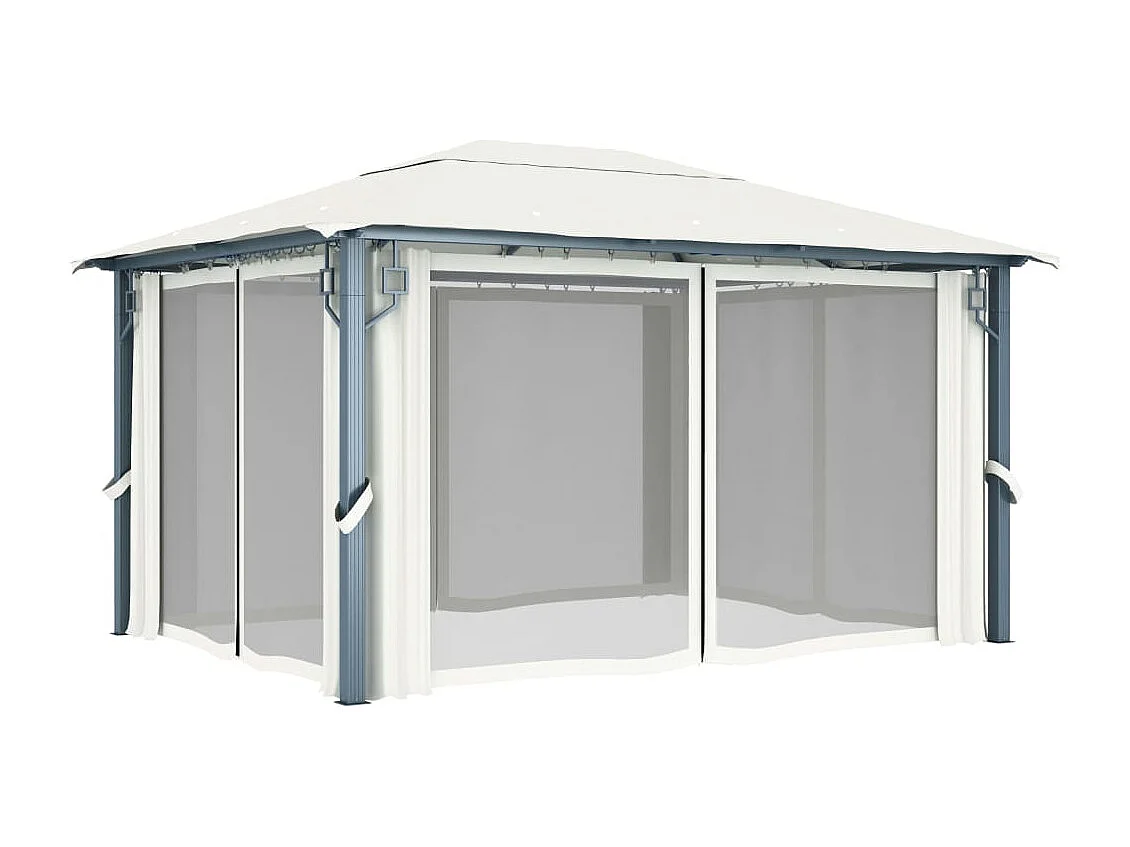 Tonnelle avec rideau 400x300 cm Crème Aluminium
