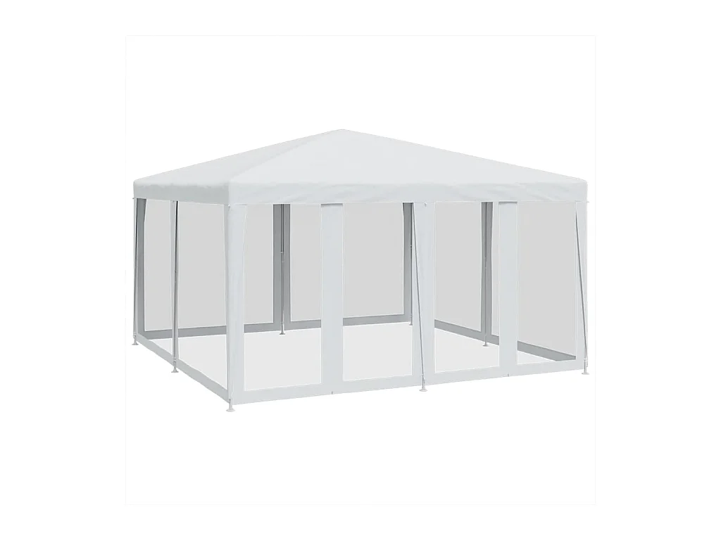 Tente de fête avec 8 parois latérales en maille blanc 4x4m PEHD
