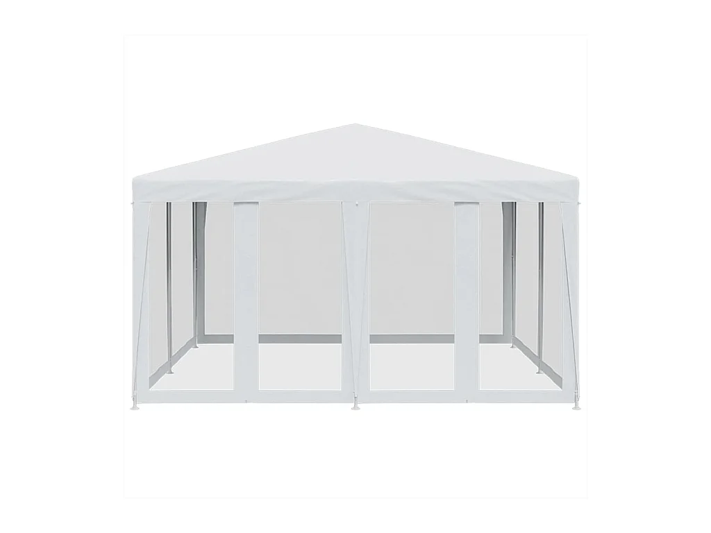 Tente de fête avec 8 parois latérales en maille blanc 4x4m PEHD