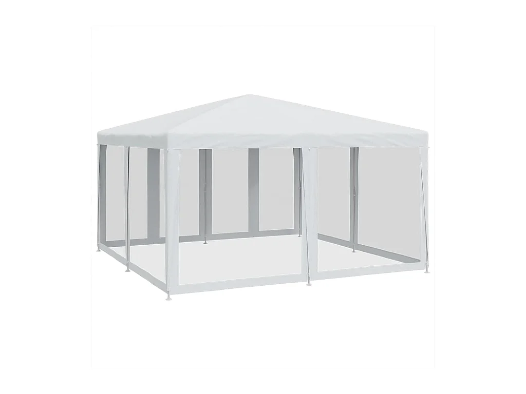 Tente de fête avec 8 parois latérales en maille blanc 4x4m PEHD