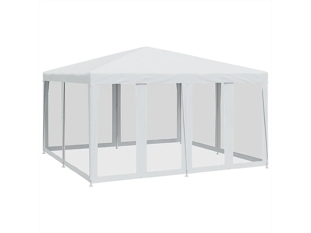 Tente de fête avec 8 parois latérales en maille blanc 4x4m PEHD