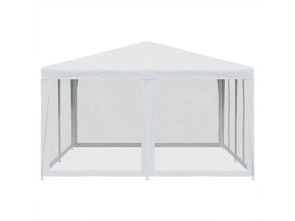 Tente de fête avec 8 parois latérales en maille blanc 4x4m PEHD