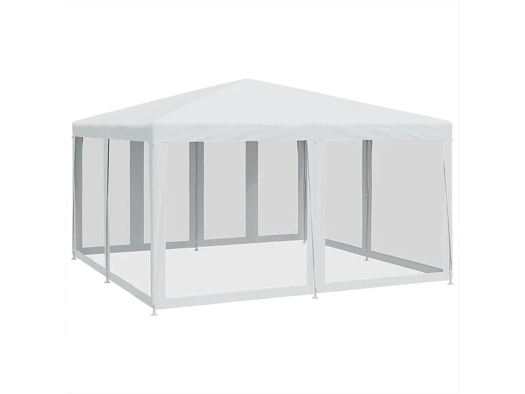 Tente de fête avec 8 parois latérales en maille blanc 4x4m PEHD