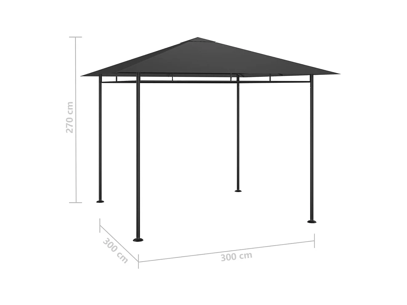Belvedere 3x3x2,7 m Anthrazit 180 g/m²