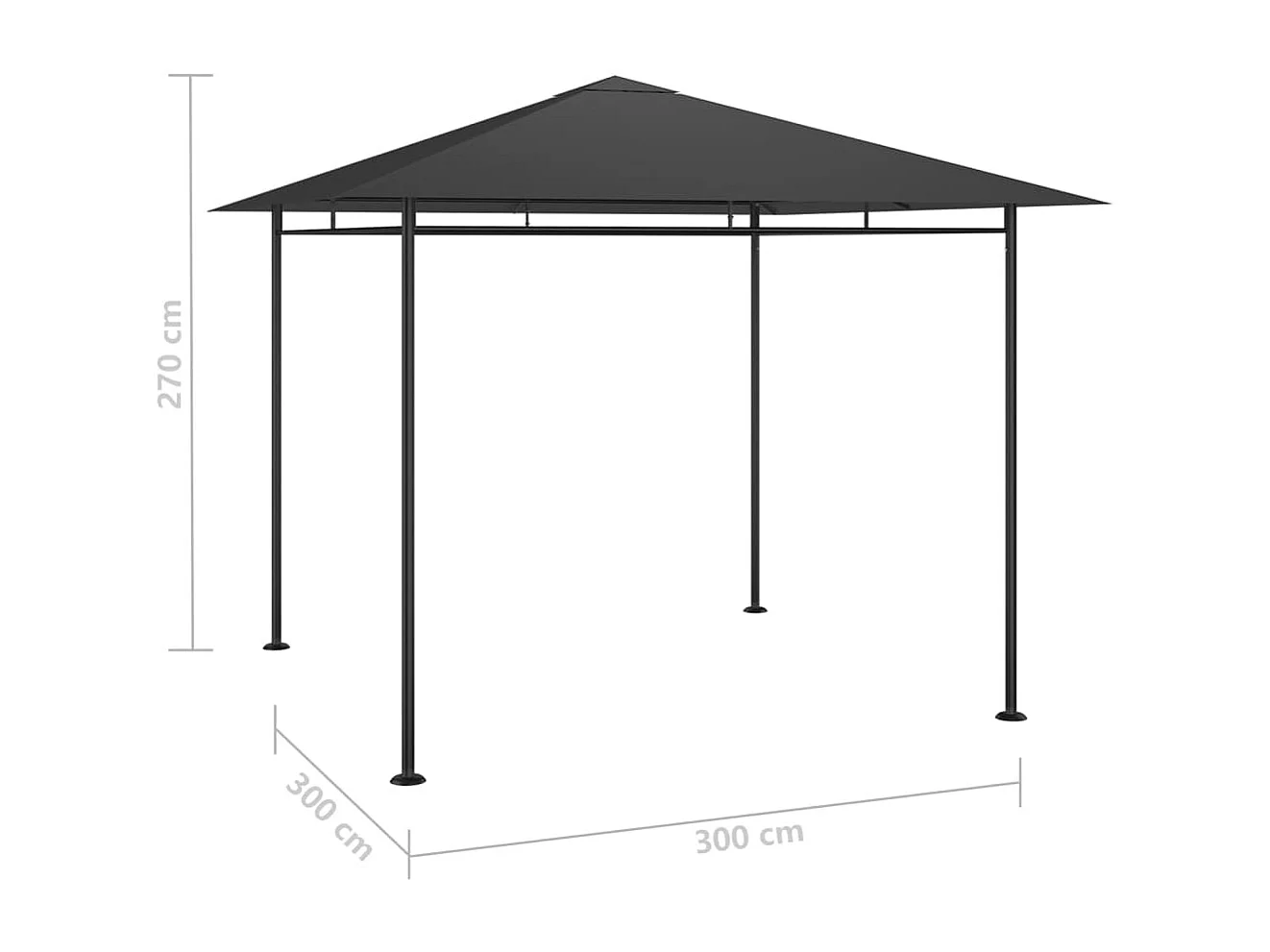 Belvedere 3x3x2,7 m Antraciet 180 g/m²