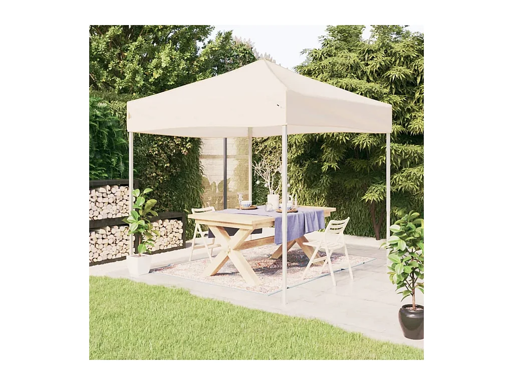 Carpa de recepción plegable color crema de 3x3 m