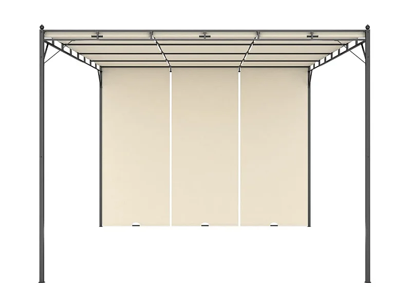 Cenador de jardín con cortina lateral 4x3x2,25 m Crema