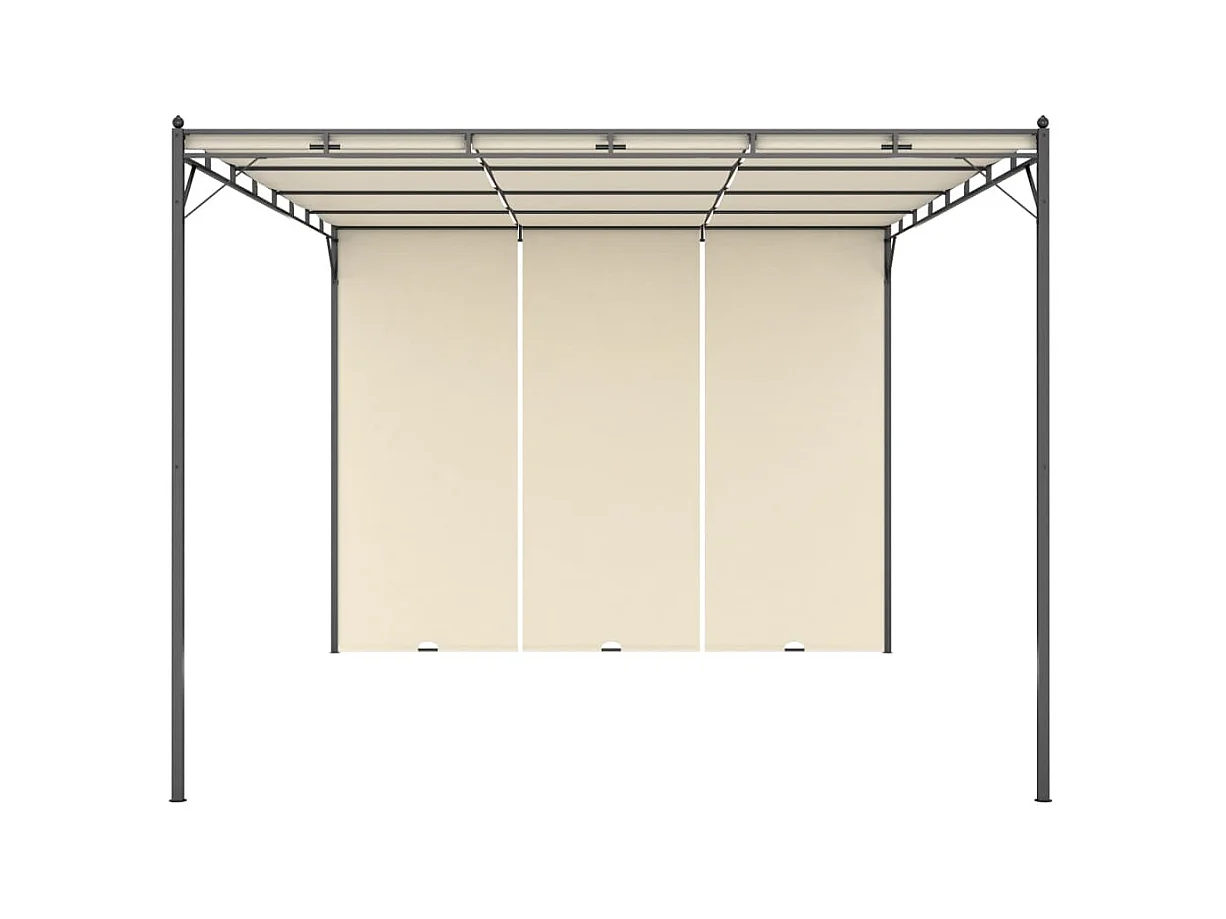 Cenador de jardín con cortina lateral 4x3x2,25 m Crema