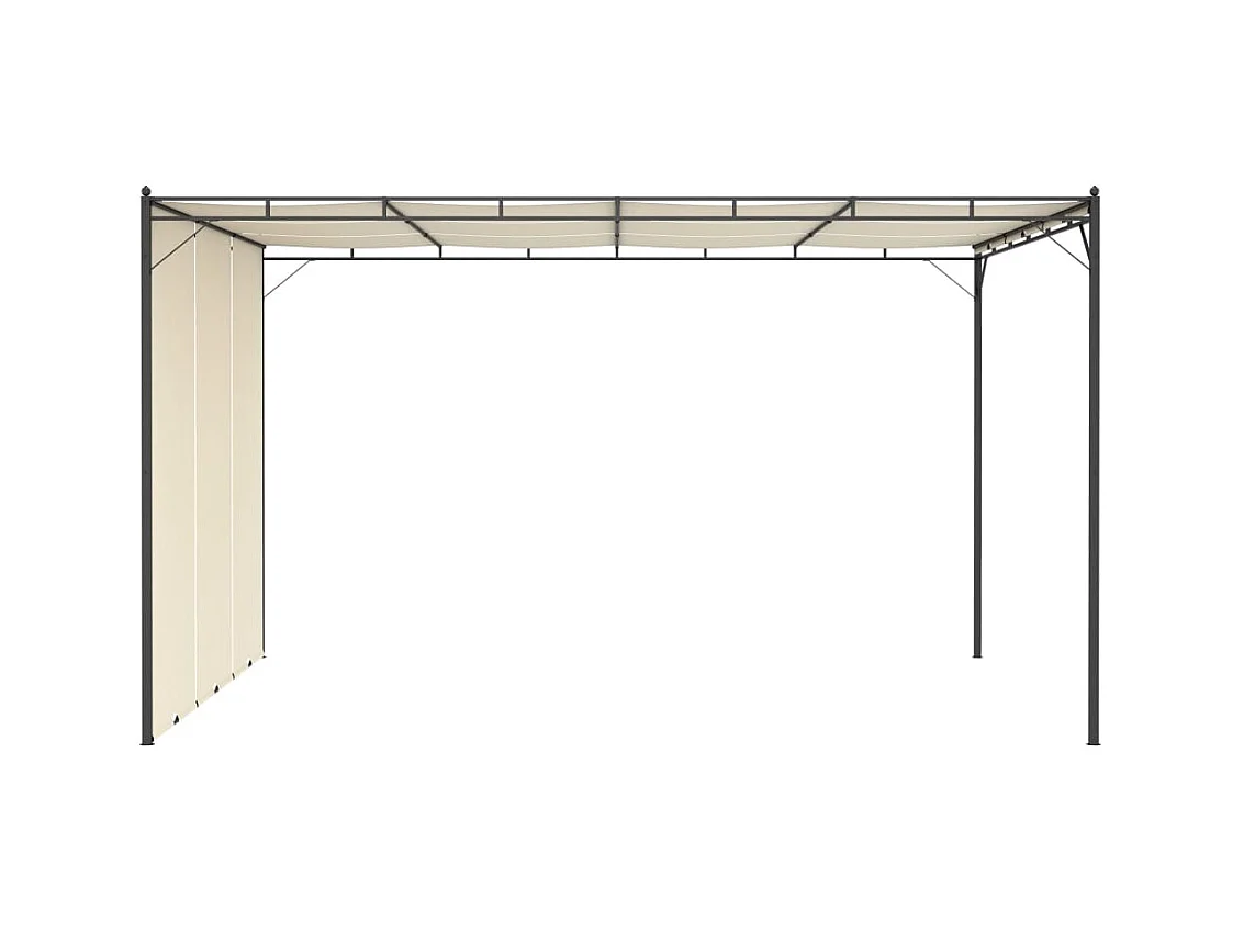Cenador de jardín con cortina lateral 4x3x2,25 m Crema